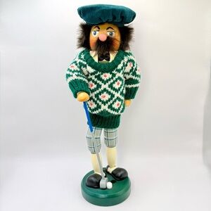 Vintage Kurt Adler Santa's World Collection Golfer Wooden Nutcracker 11.5”